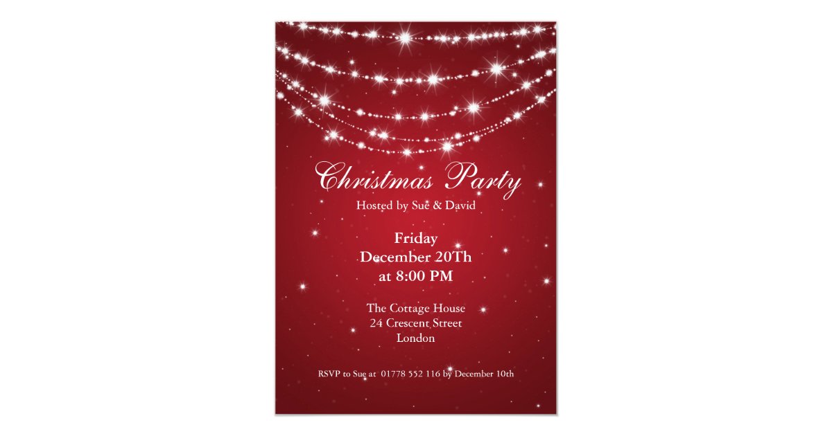 Party Invitation Elegant Sparkling Chain Red | Zazzle
