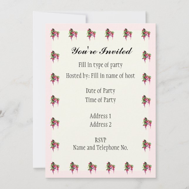 Party Invitation - Fuschia Design (Front)