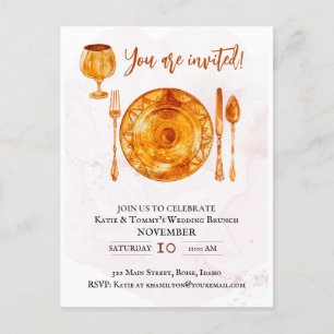 Party Invitation Gold Magical Dishes Postcard