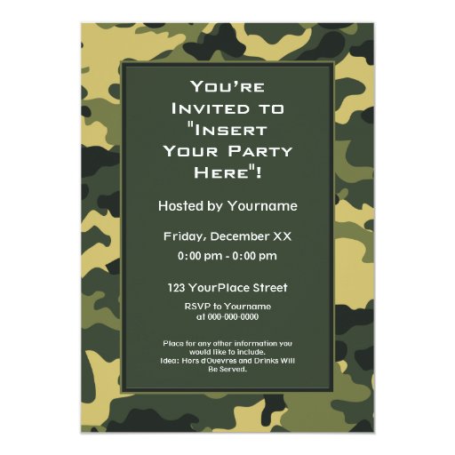 Party Invitation: Green Military Camouflage Card | Zazzle