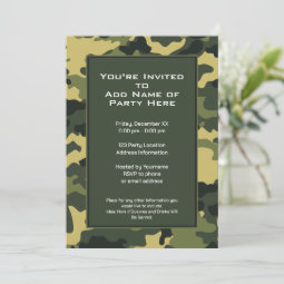 Party Invitation: Green Military Camouflage Invitation | Zazzle