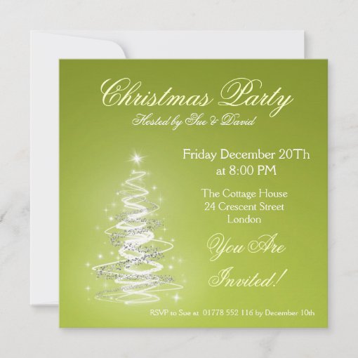 Party invitation lime green with Christmas Tree | Zazzle