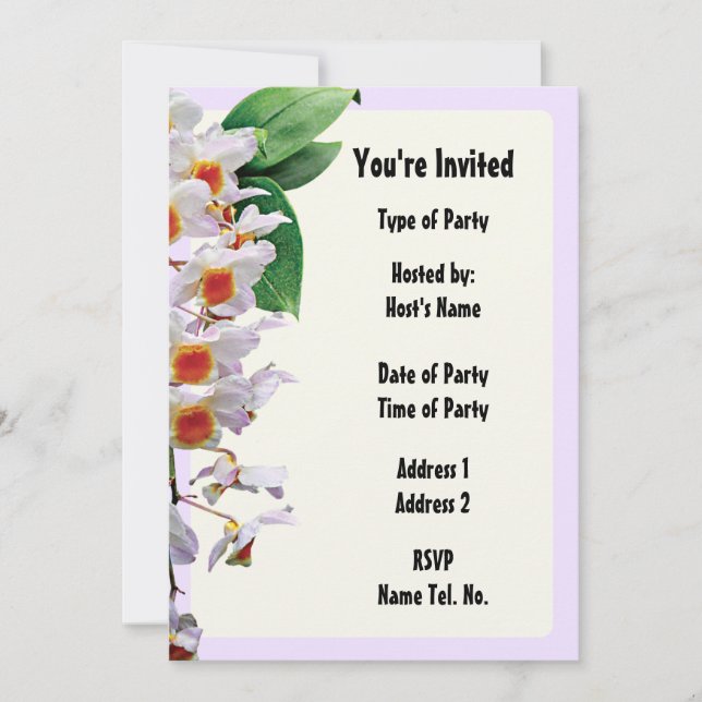 Party Invitation - Orchid Design (Front)
