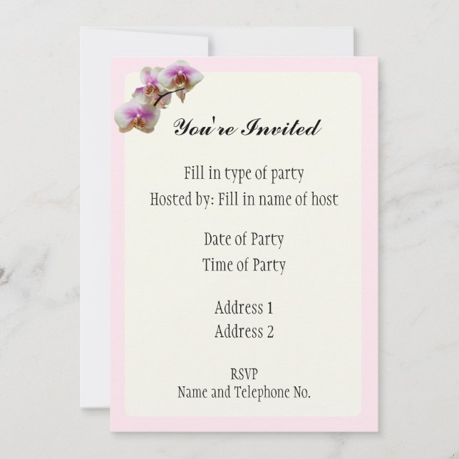 Party Invitation - Orchid Design (Front)