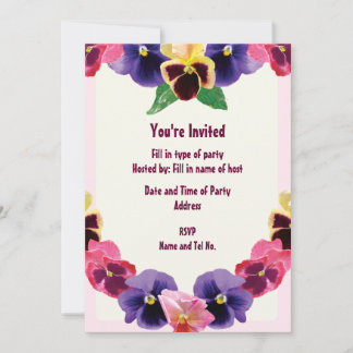 Party Invitation - Pansies Design