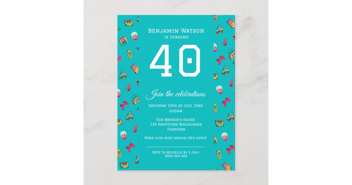Party Invitation Postcard - Iconic 90's retro fun | Zazzle