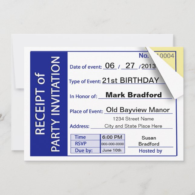 PARTY INVITATION - RECEIPT - MULTI-PURPOSE (Front)