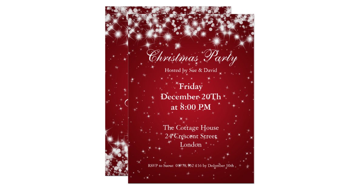 Party Invitation Red Elegant Sparkle Custom | Zazzle