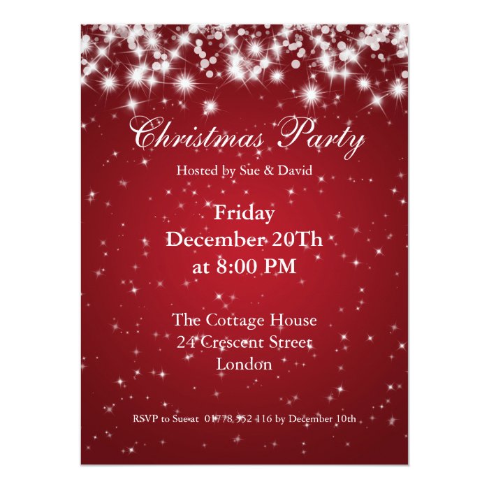 Party Invitation Red Elegant Sparkle Custom | Zazzle