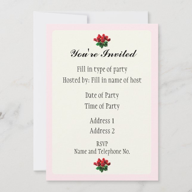 Party Invitation - Rose Design (Front)