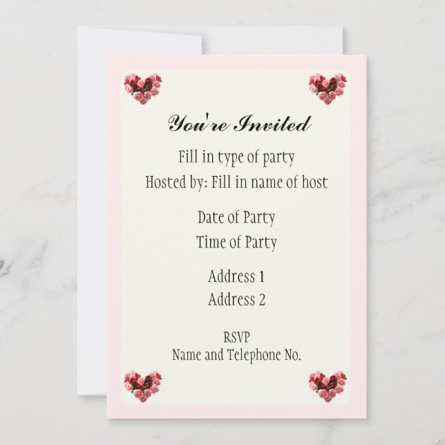 Party Invitation - Rose Design (Front)