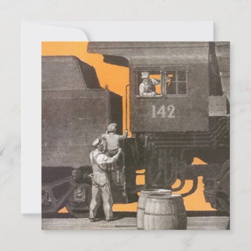 PARTY INVITATION TRAIN LOCOMOTIVE ENGINE