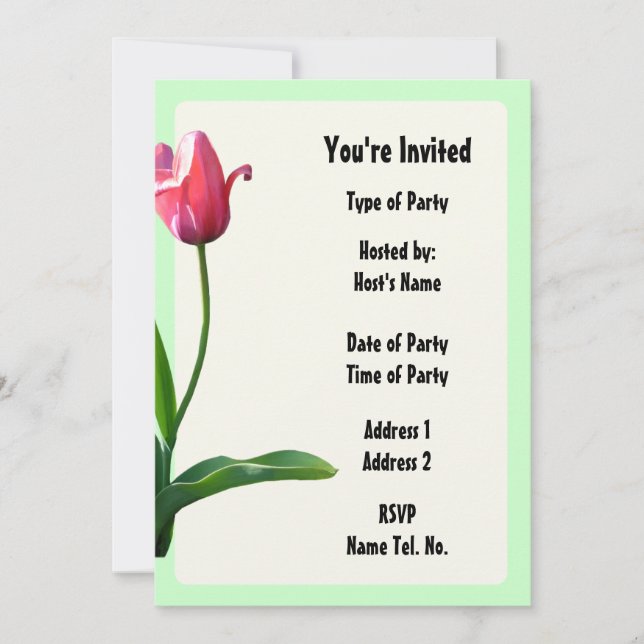Party Invitation - Tulip  Design (Front)