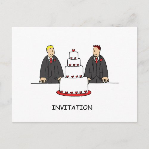 Party Invitation Two Grooms and a Cake