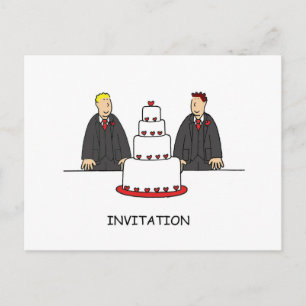 Party Invitation Two Grooms and a Cake Postcard