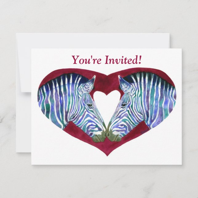 Party Invitation - Zebras & Heart (Front)