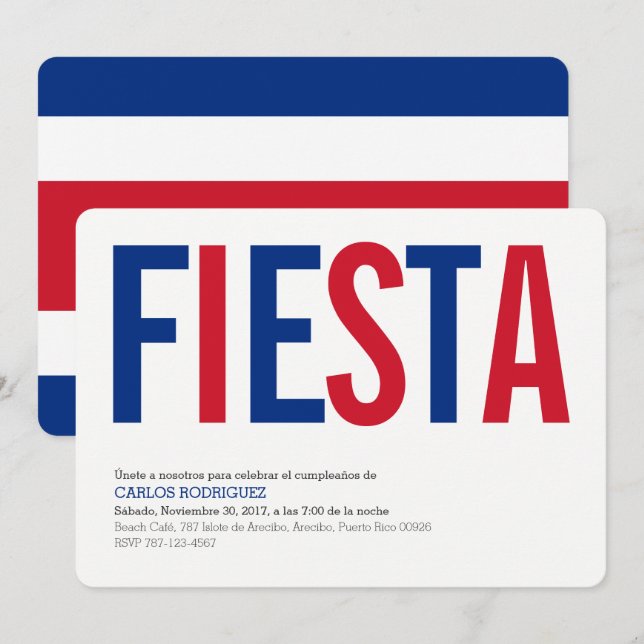 Party: Invitations: Costa Rica: Costa Rican Flag Invitation (Front/Back)