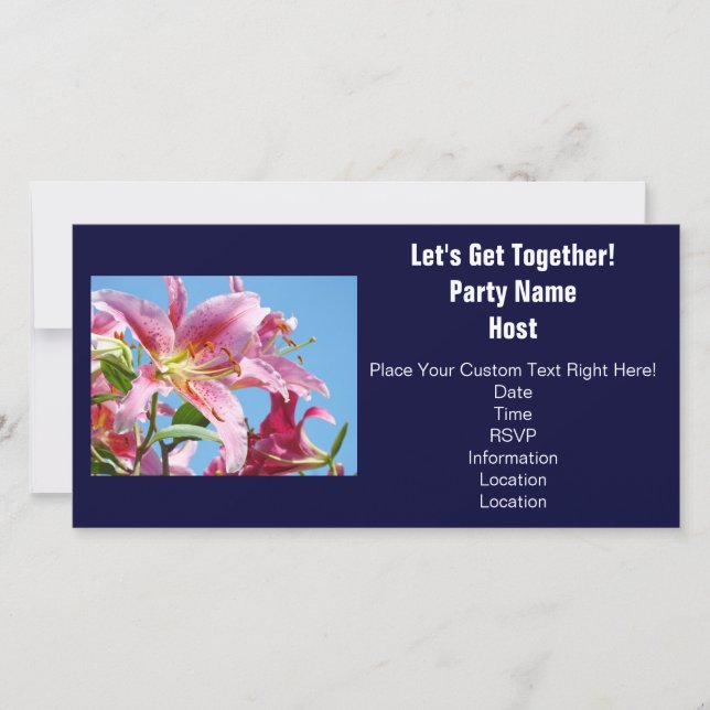 Party Invitations Lily Flowers Let's Get Together (Front)