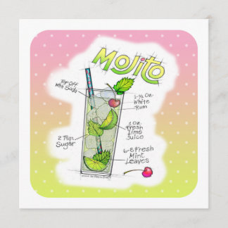 PARTY INVITATIONS - MOJITO RECIPE COCKTAIL ART