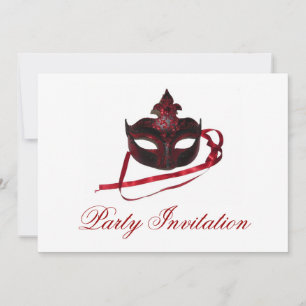 Party Invitations - Red Mask "Masquerade"