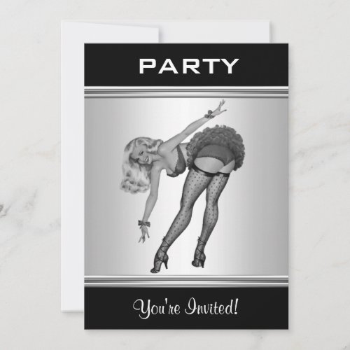 Party Invite Black  White Style Pin_Up Girl 19