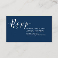 Party Invites RSVP, Modern Elegant Navy Blue