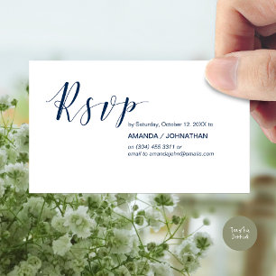 Party Invites RSVP, Modern Elegant Navy Blue