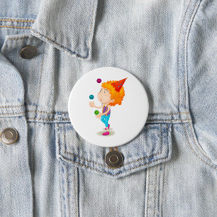 Party Kid Juggling Colorful Balls Button