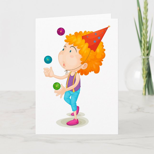Party Kid Juggling Colorful Balls Card (Creator Uploaded)