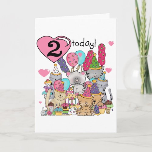 Party Kittens 2nd Birthday T_shirts and Gifts Card