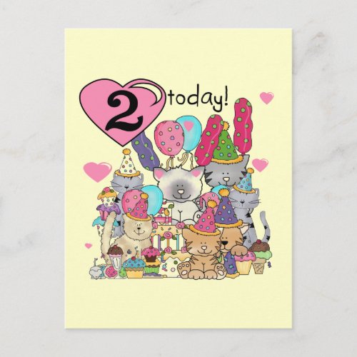 Party Kittens 2nd Birthday T_shirts and Gifts Invitation Postcard