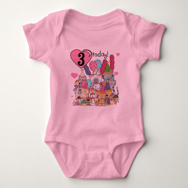 Party Kittens 3rd  Birthday Tshirts and gifts (Front)