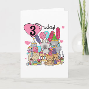 Party Kittens 3rd Birthday Tshirts and gifts Card