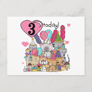 Party Kittens 3rd Birthday Tshirts and gifts Invitation Postcard