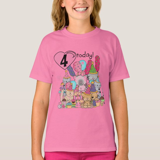 Party Kittens 4th Birthday T-shirts and gifts (Front)