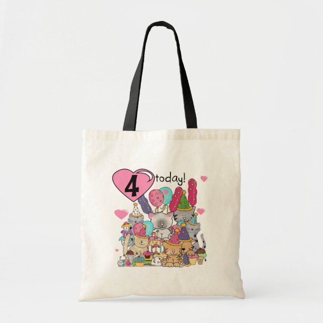 Party Kittens 4th Birthday T-shirts and gifts Tote Bag (Front)