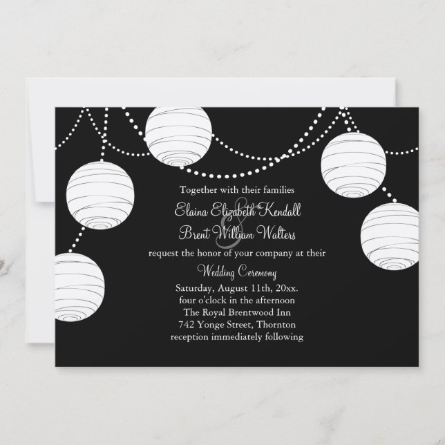 Party Lanterns in Silver Wedding Invitation (Front)