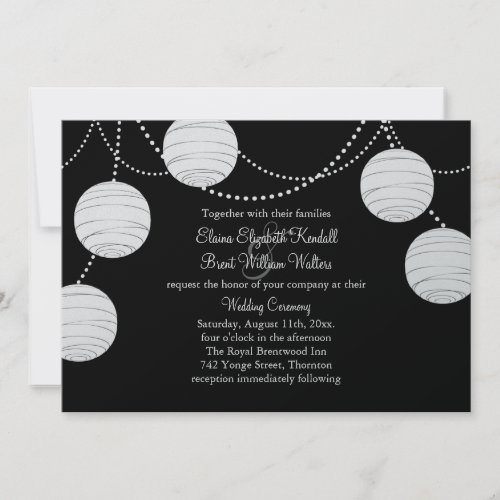 Party Lanterns in Silver Wedding Invitation