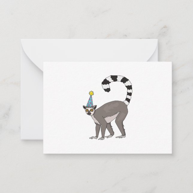 Party Lemur Note Card (Front)