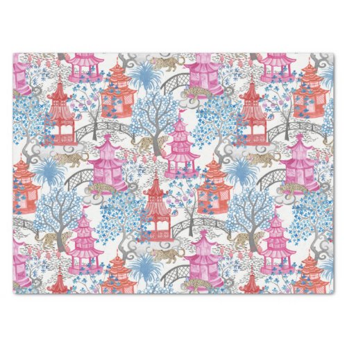 Party Leopards in Pagoda Forest In Spicy Pink Tissue Paper