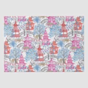 Party Leopards in Pagoda Forest In Spicy Pink Tissue Paper