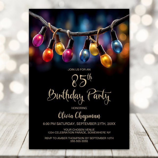 Party Lights 85th Birthday Party Invitation (Creator Uploaded)