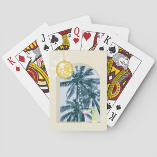 Party Lights, Cocktails and Disco Ball under Palms Poker Cards