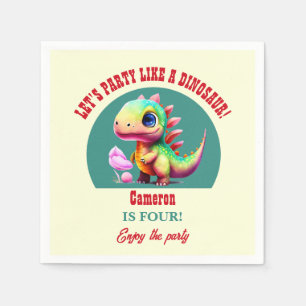 Party Like a Dinosaur Any Age Colorful Birthday Napkins
