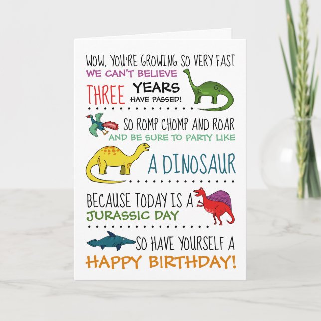 Party Like a Dinosaur Birthday Greeting Card (Front)