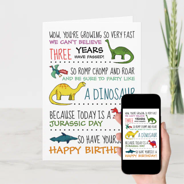 Party Like a Dinosaur Birthday Greeting Card | Zazzle