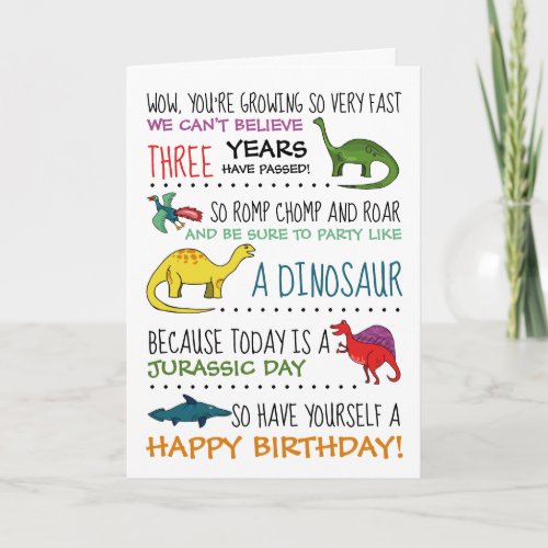 Party Like a Dinosaur Birthday Greeting Card