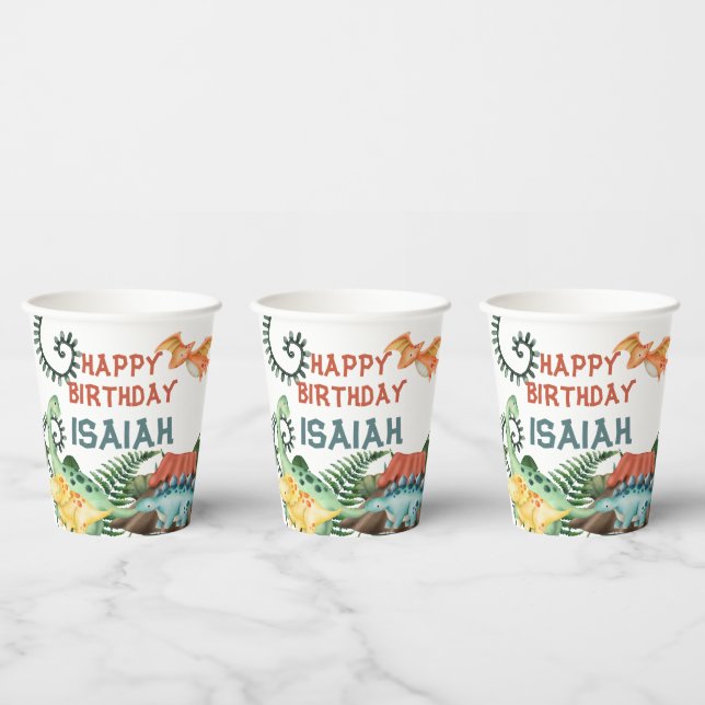 Party Like a Dinosaur Birthday  Paper Cups (Multi)