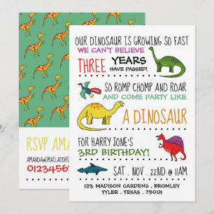 Party Like a Dinosaur Birthday Party Invitation