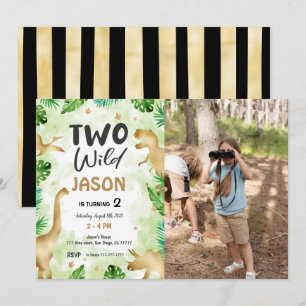 Party Like A Dinosaur, Dinosaur Birthday Photo  Invitation